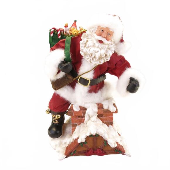 Dept 56 Possible Dreams Santa On Roof with Bag of Toys 10.25